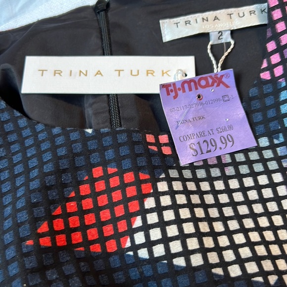 Trina Turk Geometric Multi Colored 100% Cotton Shell Dress Sz 2 NWT - Picture 5 of 6